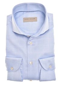 John Miller Tailored Fit Overhemd lichtblauw, Ruit