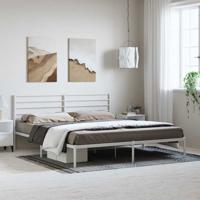 Bedframe met hoofdbord metaal wit 183x213 cm