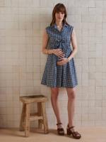 Mouwloze jurk met korte mouwen voor zwangerschap en borstvoeding marineblauw