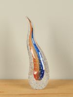 Glas object krul kristal oranje/blauw 24 cm