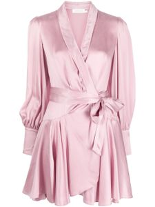 ZIMMERMANN robe portefeuille en soie à manches longues - Rose