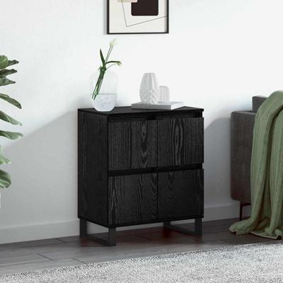 Dressoir Zwart 60 x 35 x 70 cm Bewerkt hout