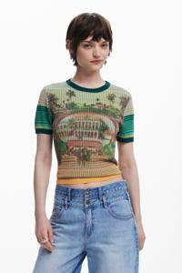 T-shirt met landschapspatroon - GREEN - L