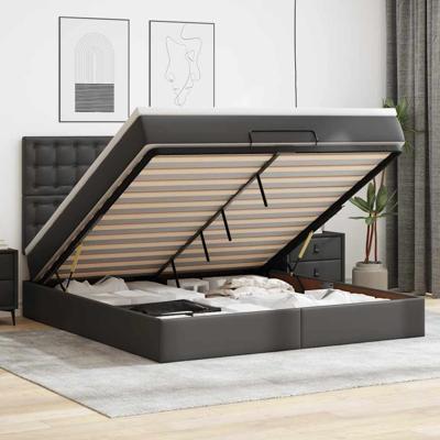 Ottoman bed met matras en LED's 180x200cm kunstleer zwart