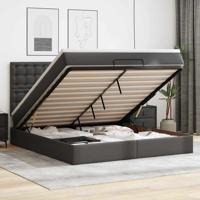 Ottoman bed met matras en LED's 180x200cm kunstleer zwart