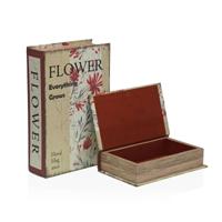 Decoratieve Doos Versa Canvas Hout MDF Blommor Boek