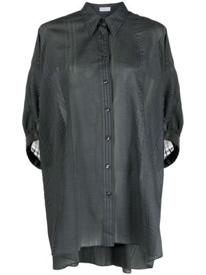 Brunello Cucinelli chemise drapée à rayures - Gris
