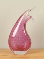 Glazen vaas roze, onderkant craquelé, 30 cm, A003