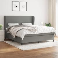 Boxspring met matras stof donkergrijs 160x200 cm