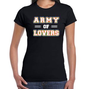 Gay Pride t-shirt met tekst - dames - zwart - Army of lovers - LHBTI