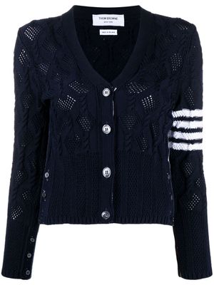 Thom Browne cardigan à détails de perforations - Bleu