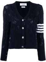 Thom Browne cardigan à détails de perforations - Bleu