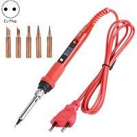 Metaal LCD-temperatuurregulering Soldeerbout en soldeerbout Tip Set Electric Soldeing Iron Lassen Tool (220V EU Plug Bronze Head Red)