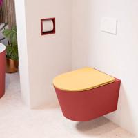 Wandcloset Mondiaz Lavie | Zonder spoelrand | Incl.Toiletzitting-Ocher | Keramiek | Fire (rood)