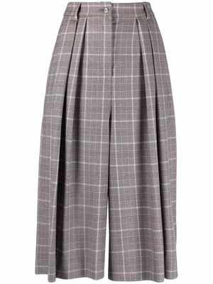 Alberta Ferretti pantalon court à carreaux - Gris