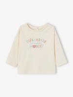 T-shirt met tekst voor baby's van biokatoen vanille