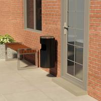 VidaXL Wandasbak/prullenbak 26 l staal zwart