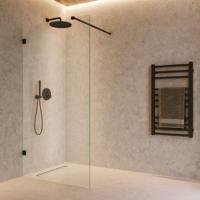 Inloopdouche SaniClear Modern | 80x200 cm | Profieloos | Helder glas | Zwart mat beslag