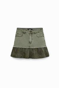 Denim minirok met ruches - GREEN - 34