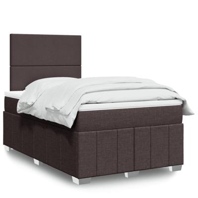 Boxspring met matras stof donkerbruin 120x190 cm