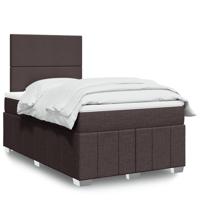 Boxspring met matras stof donkerbruin 120x190 cm