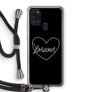 Forever heart black: Samsung Galaxy A21s Transparant Hoesje met koord