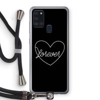 Forever heart black: Samsung Galaxy A21s Transparant Hoesje met koord