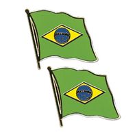 2x stuks pin speldje broche vlag Brazilië 20 mm