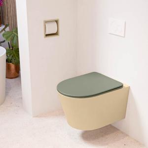 Wandcloset Mondiaz Lavie | Zonder spoelrand | Incl.Toiletzitting-Army | Keramiek | Sand