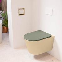 Wandcloset Mondiaz Lavie | Zonder spoelrand | Incl.Toiletzitting-Army | Keramiek | Sand