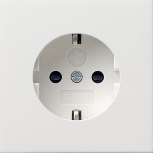 Gira F100 wandcontactdoos met randaarde en KBV zuiverwit glanzend