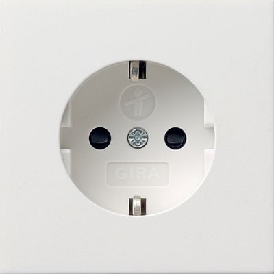Gira F100 wandcontactdoos met randaarde en KBV zuiverwit glanzend