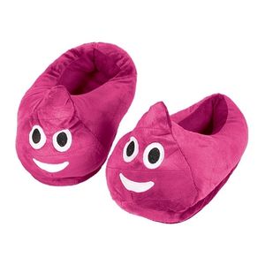 Pluche emoticon kindersloffen roze drol