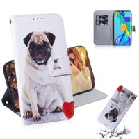 Mopshond patroon gekleurde tekening horizontale Flip lederen case voor Huawei P30 Pro met houder & card slots & portemonnee
