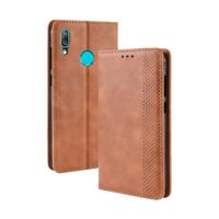 Magnetische gesp retro textuur horizontale flip lederen hoesje voor Huawei Y7 (2019) / Y7 Prime (2019) met houder & kaart slots & portemonnee (bruin)