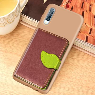 Litchi patroon kaart tas portemonnee beugel + TPU telefoon geval met kaartsleuf portemonnee beugel functie voor Samsung A70 (bruin)