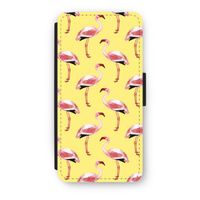 Flamingo's geel: iPhone 7 Flip Hoesje