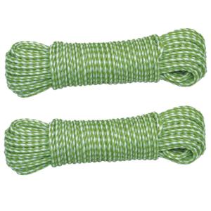 AMIG Paracord touw - 2x - 15 meter - D4mm - 100kg - PP/PE - lichtgroen/wit