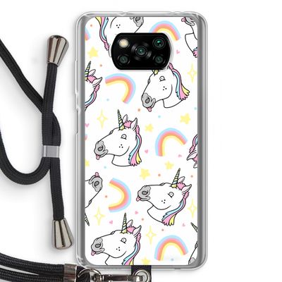 Rainbow Unicorn: Xiaomi Poco X3 Pro Transparant Hoesje met koord