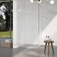 Fortifura Galeria Douchecabine - 100x120x200cm - scharnieren - deurgreep - stabilisatiestang - helder geribbeld - veiligheidsglas - mat wit SW1208822/SW1122562/SW797906/SW797953