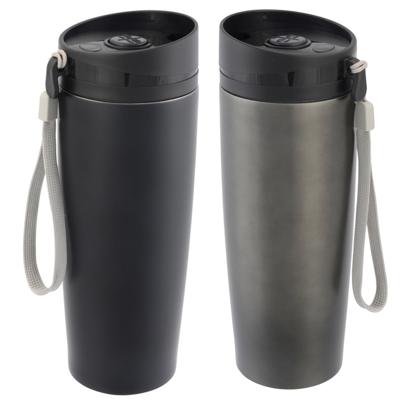 Thermosbekers - warmhoud drinkbekers - 2x stuks - zwart en grijs - 380 ml - Isolerende drinkbekers
