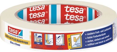 Tesa Afplakband | licht gecrêpt | lichtbeige | lengte 50 m | breedte 19 mm | wiel | 16 stuks - 04306-00042-02 04306-00042-02