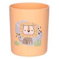 Plasticforte Drinkbekers - kunststof - 350 ml - oranje - leeuw - kinderen - camping