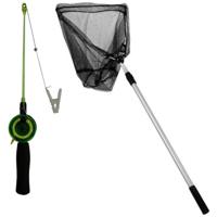 Summerplay Krabhengel - vishengel voor krabbetjes 38 cm - met opvouwbaar schepnet - tot 170 cm