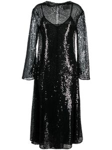 Erika Cavallini robe longue à sequins brodés - Noir