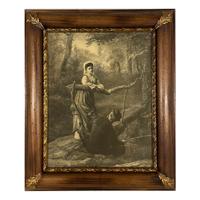 Schilderij met Lijst dame en heer vissen