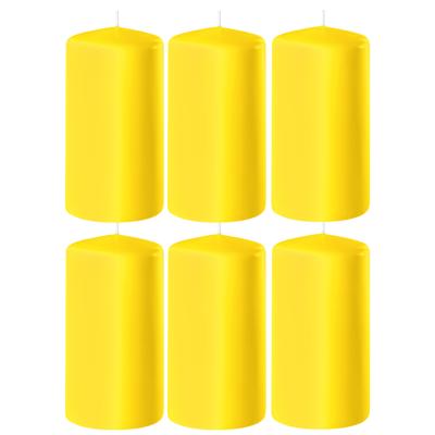 Enlightening Candles Cilinder/stompkaars - 6x - geel - D6 x H10 cm - 36 branduur