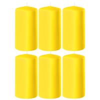 Enlightening Candles Cilinder/stompkaars - 6x - geel - D6 x H10 cm - 36 branduur