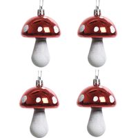 4x Kerstboomhangers rode paddenstoelen 7 cm kerstversiering - thumbnail