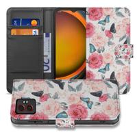 Portemonnee Hoesje Samsung Galaxy Xcover 7 Pro | Roze Butterfly Roses